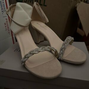 Elegant Beige and Silver Women's Heels size 8.5